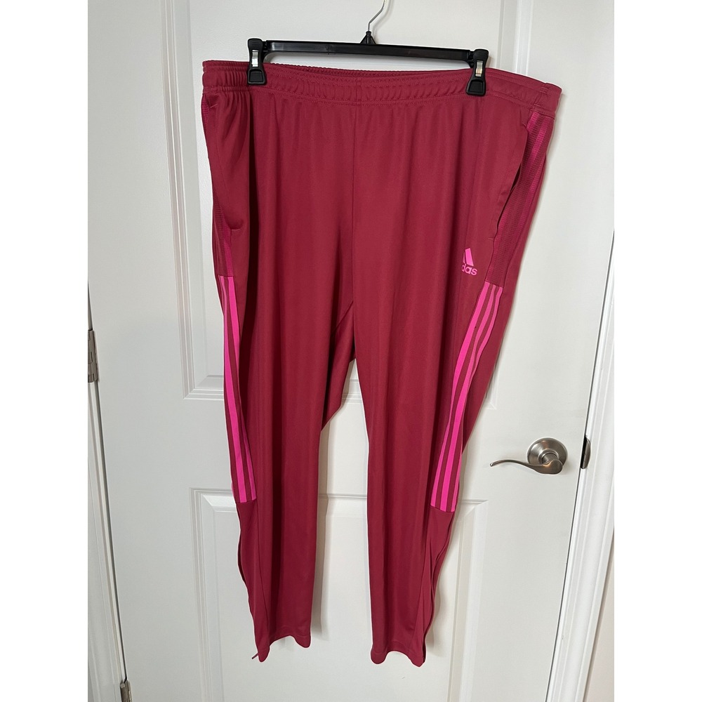 Adidas Primegreen Track Pants Womens 3X Berry Red Pink 3-Stripe Joggers 1761
